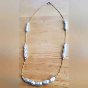 Genuine Freshwater Pearls On Plated Gold Choker.
